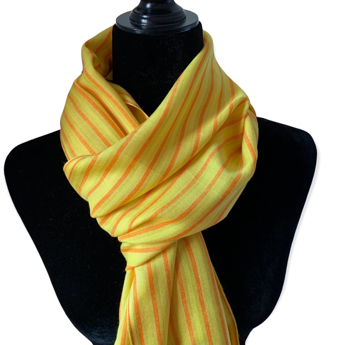 Small Striped Handwoven Scarf - Daffodil