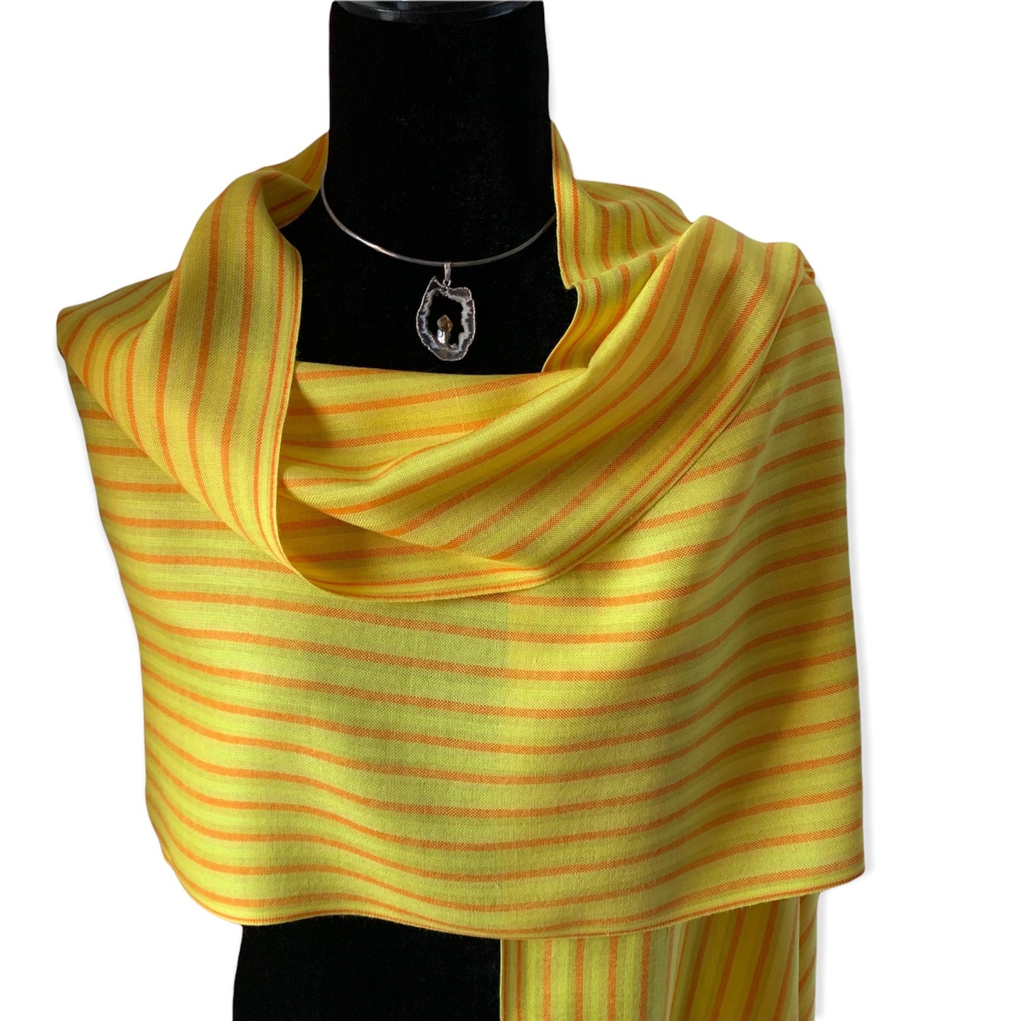 Small Striped Handwoven Scarf - Daffodil