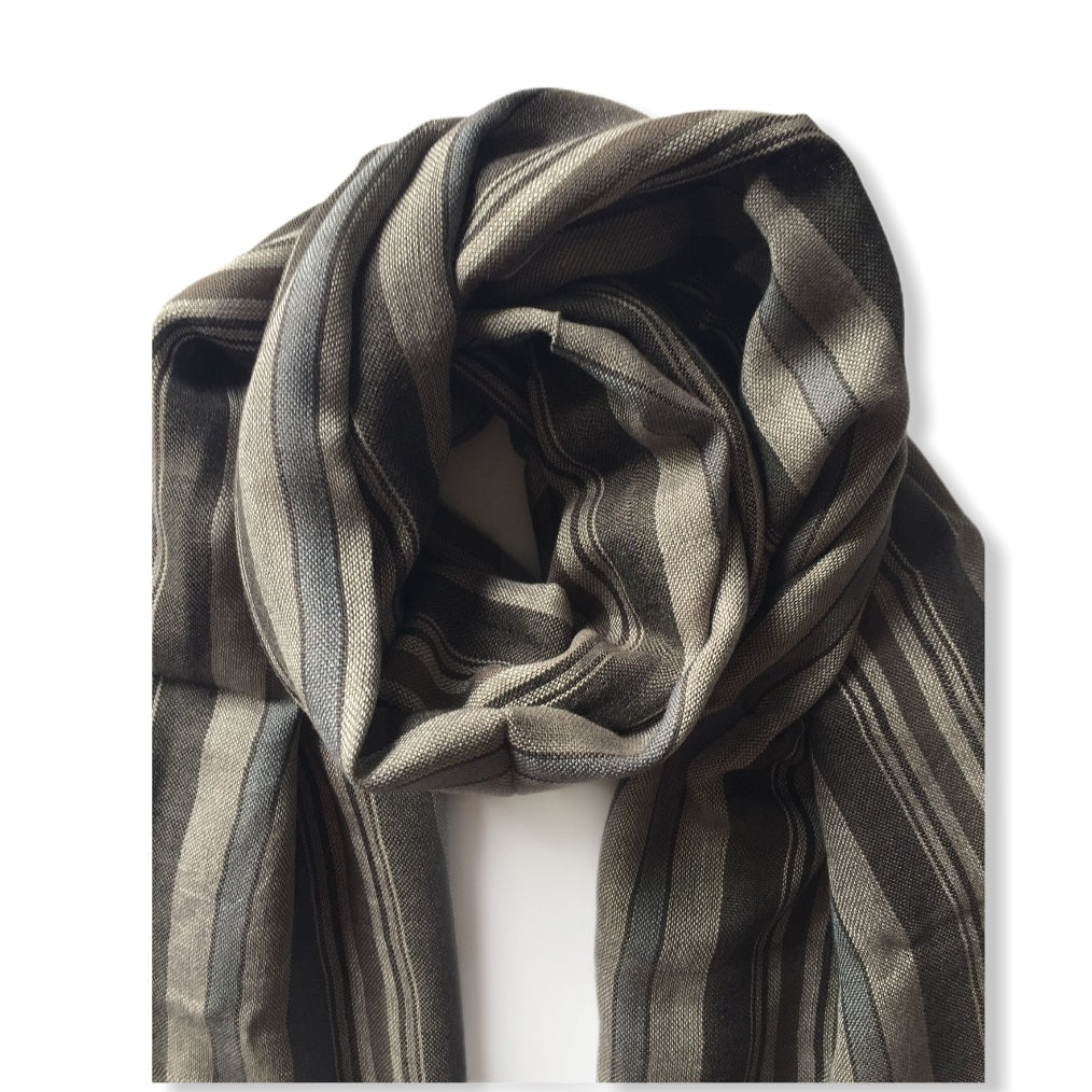 Small Striped Handwoven Scarf - Neutrals