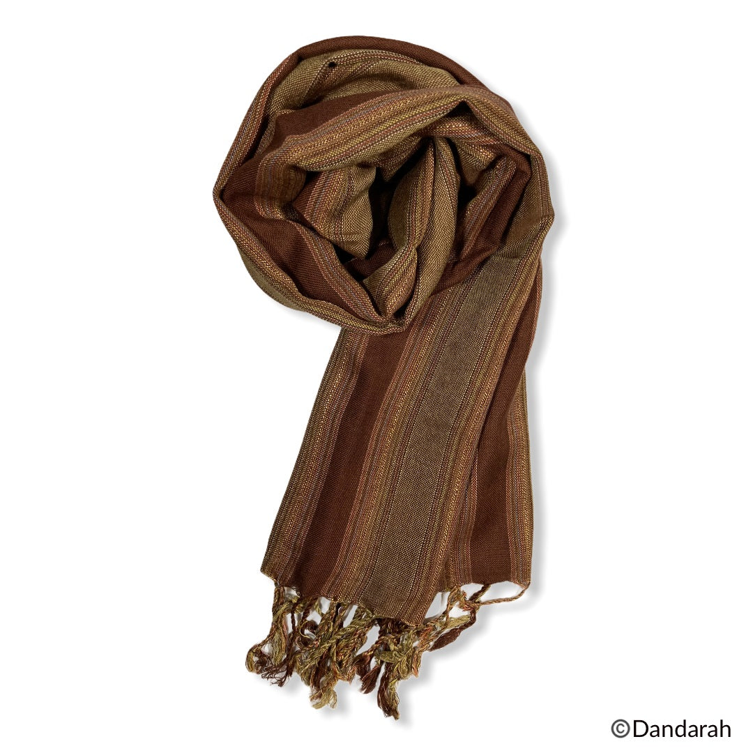 Small Striped Handwoven Scarf - Sinai Copper
