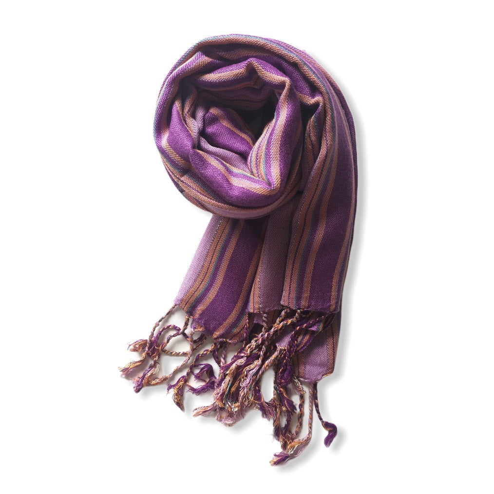 Small Striped Handwoven Scarf - Pastels