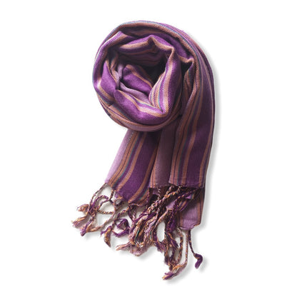 Small Striped Handwoven Scarf - Pastels