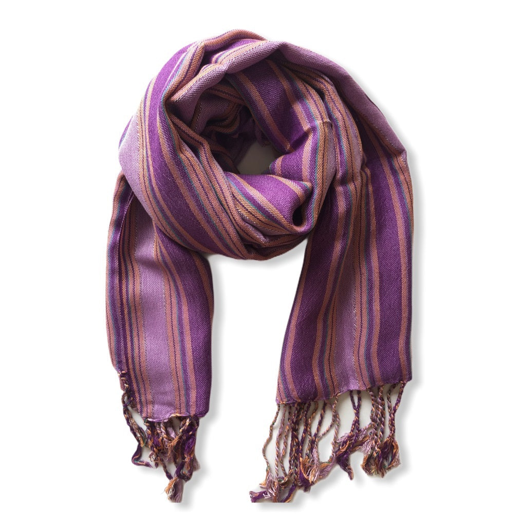 Small Striped Handwoven Scarf - Pastels