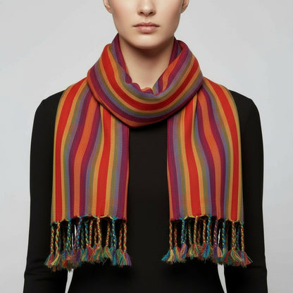 Small Striped Handwoven Scarf - Brights