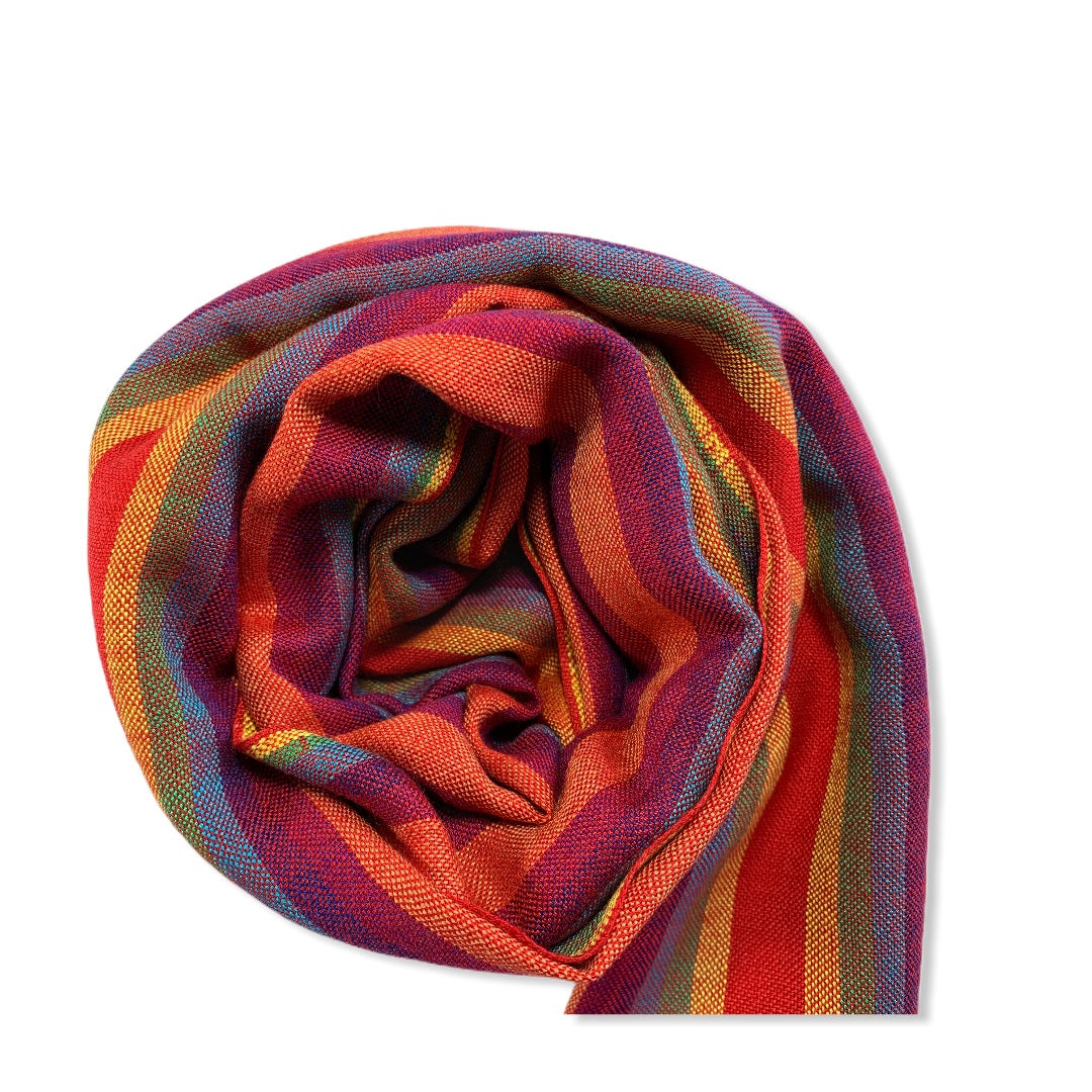 Small Striped Handwoven Scarf - Brights