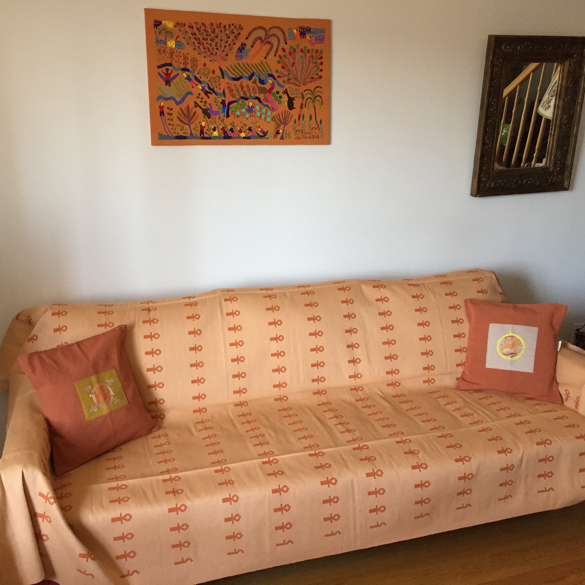 Handwoven Egyptian Cotton Bedcover - Key of Life - Single