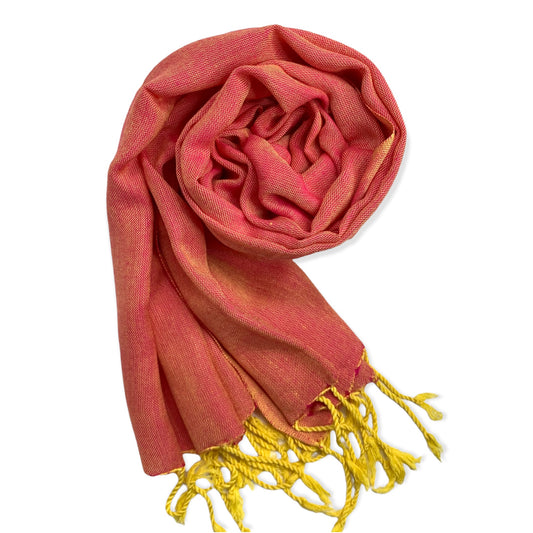 Solid Handwoven Scarf - Yellow & Fuchsia