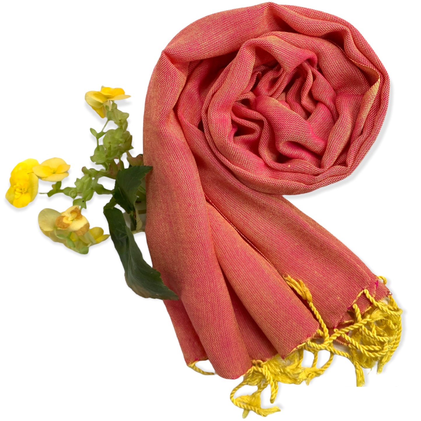 Solid Handwoven Scarf - Yellow & Fuchsia