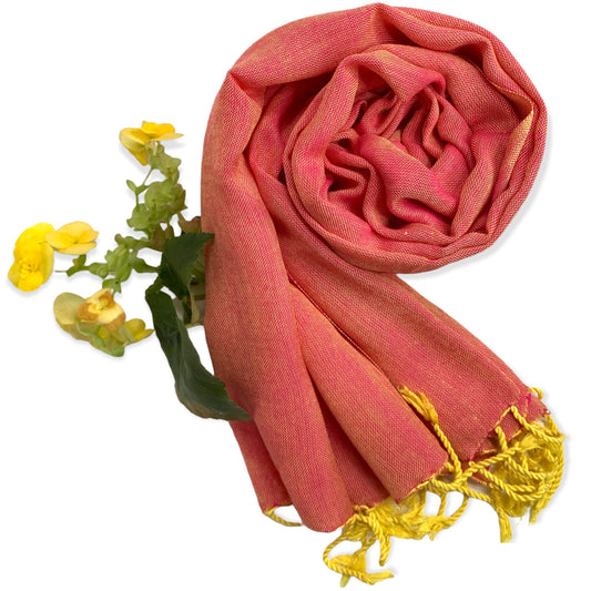 Solid Handwoven Scarf - Yellow & Fuchsia