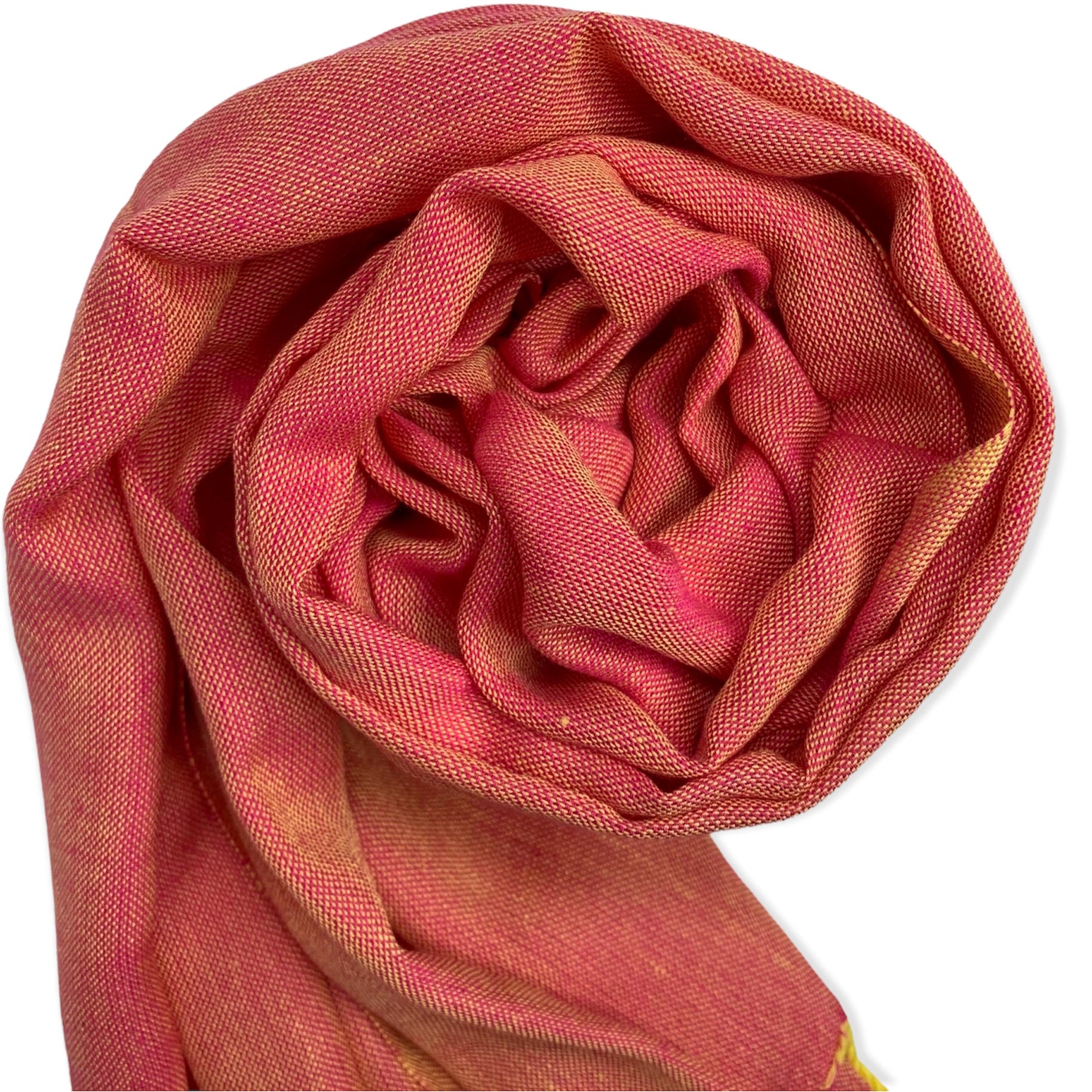 Solid Handwoven Scarf - Yellow & Fuchsia