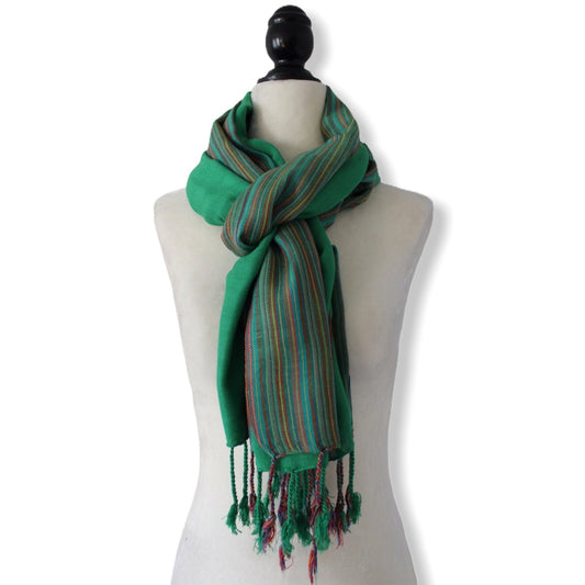 Striped-frame Handwoven Scarf