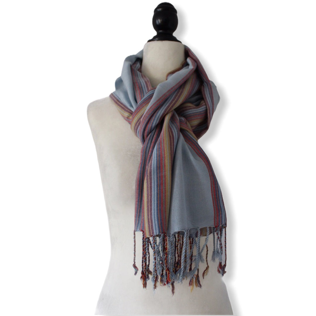 Striped-frame Handwoven Scarf