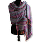 Striped Handwoven Scarf - Mauve & Green