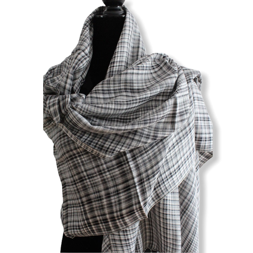 Striped Handwoven Scarf - Black & White