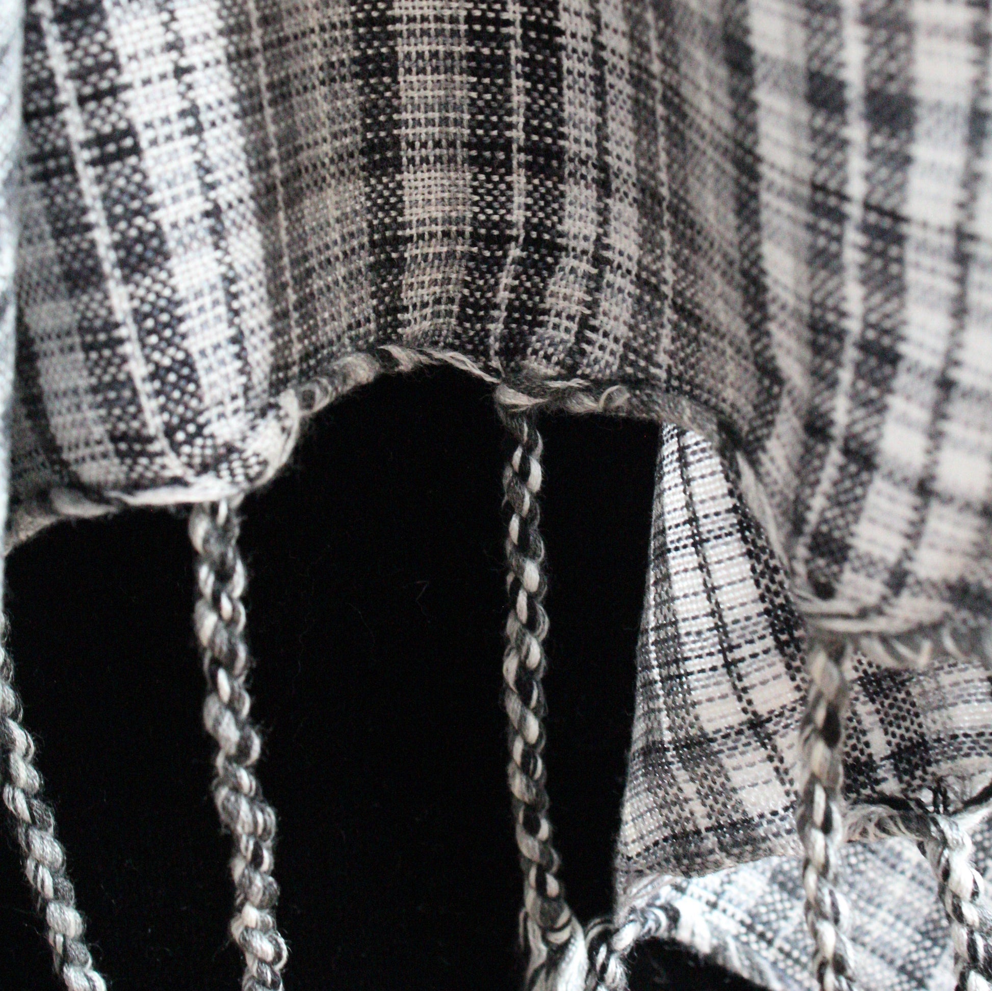 Striped Handwoven Scarf - Black & White
