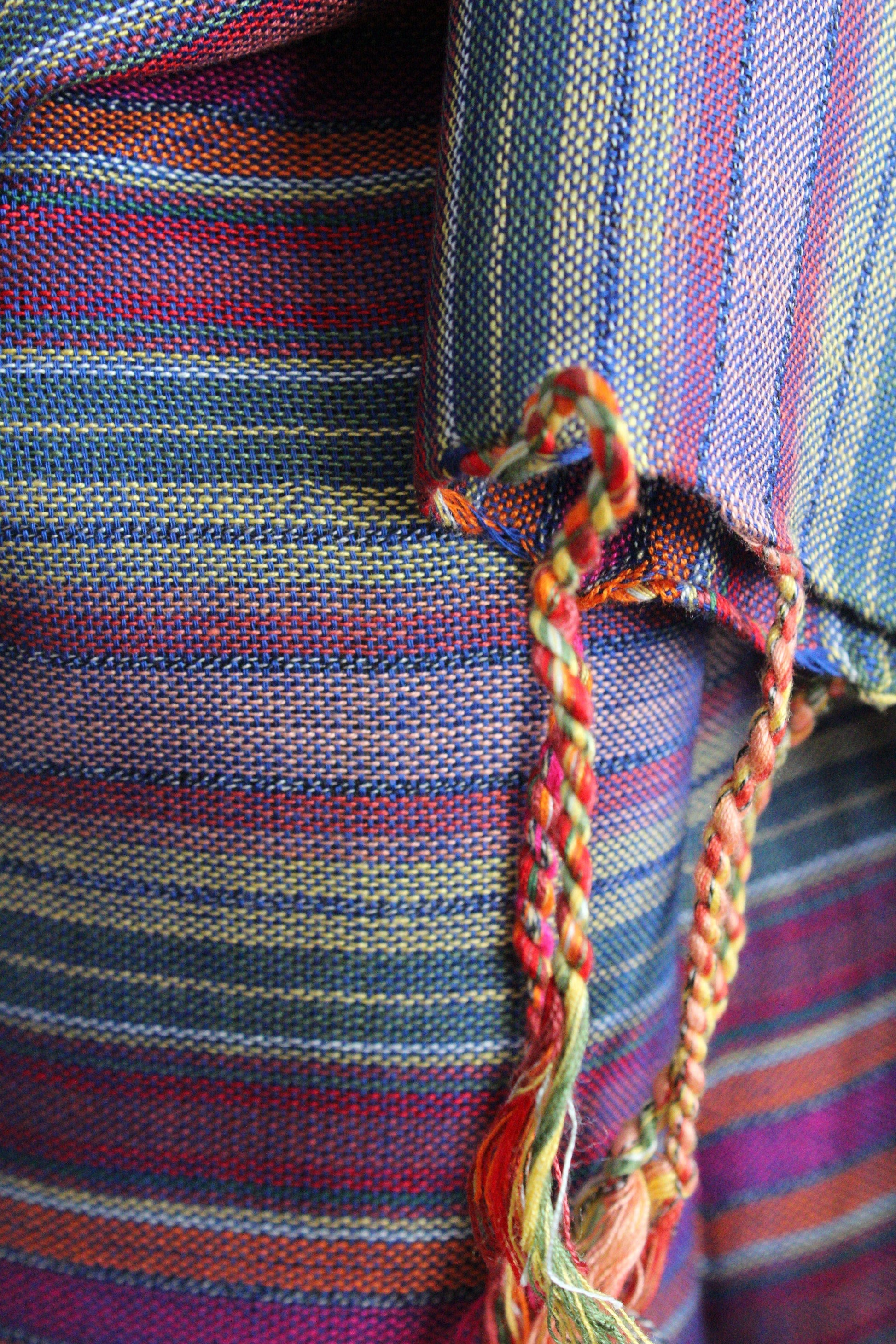 Striped Handwoven Shawl - Mauve & Green