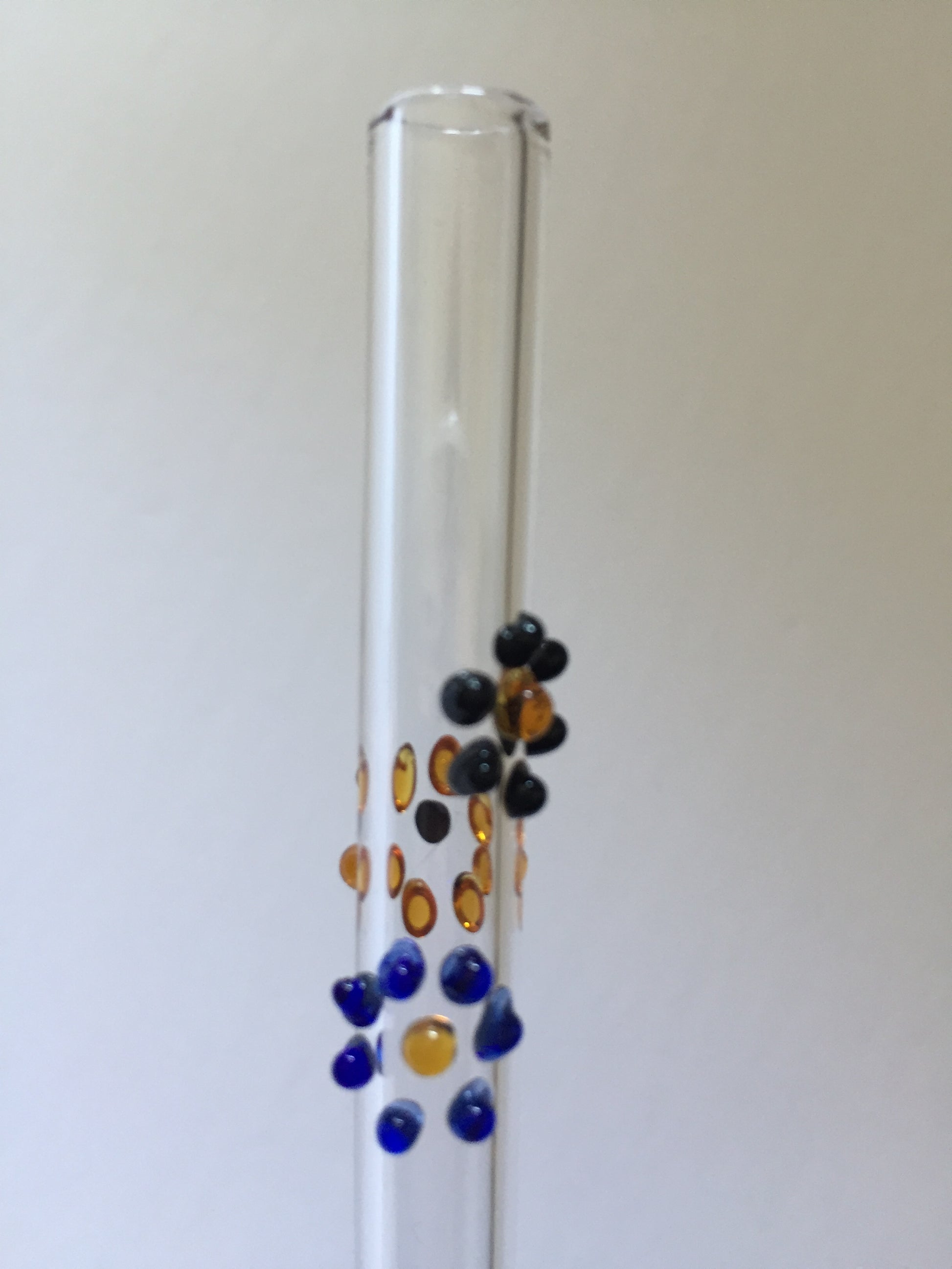 Blown Glass Straw - Transparent with Flowers