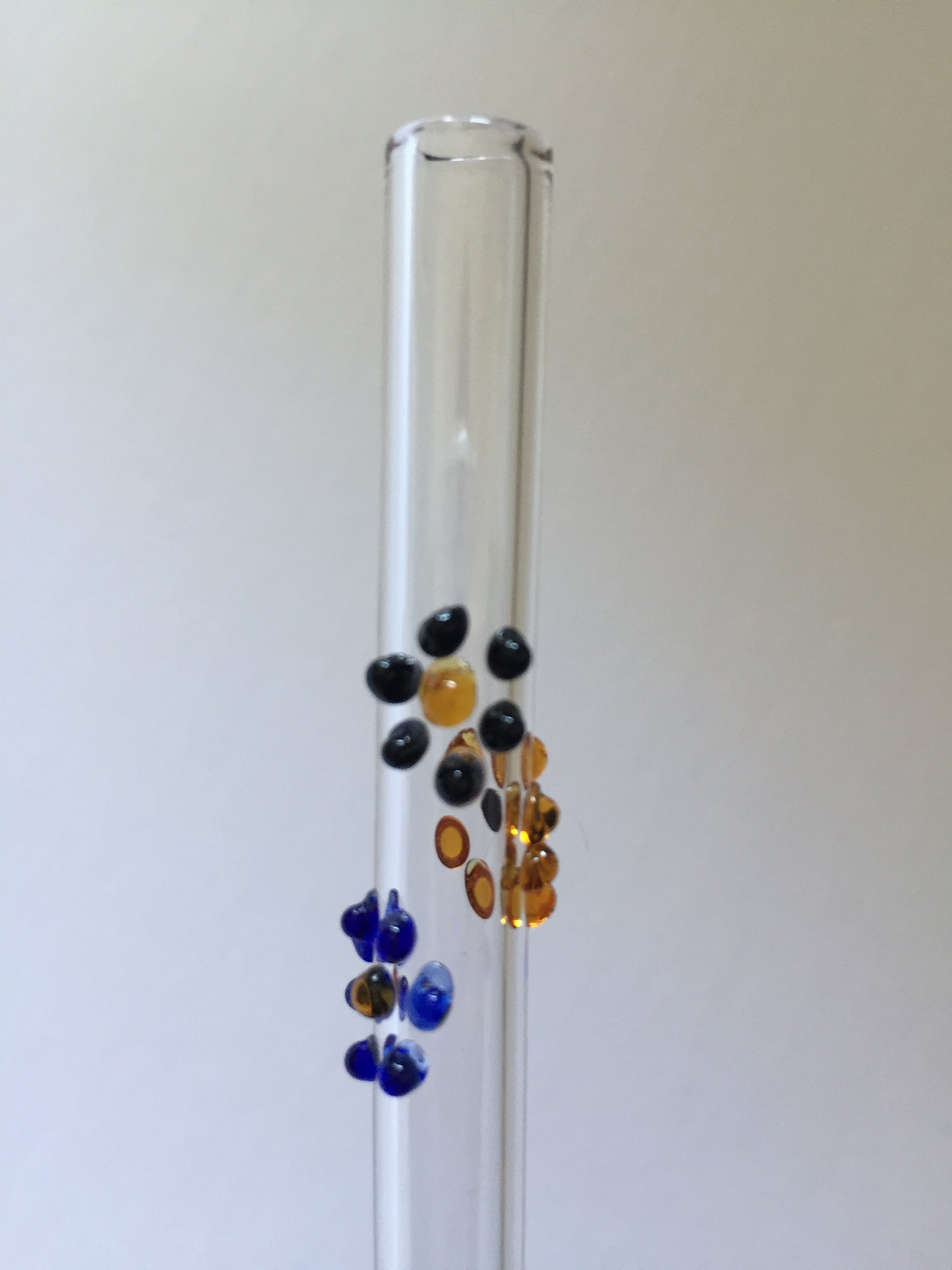Blown Glass Straw - Transparent with Flowers