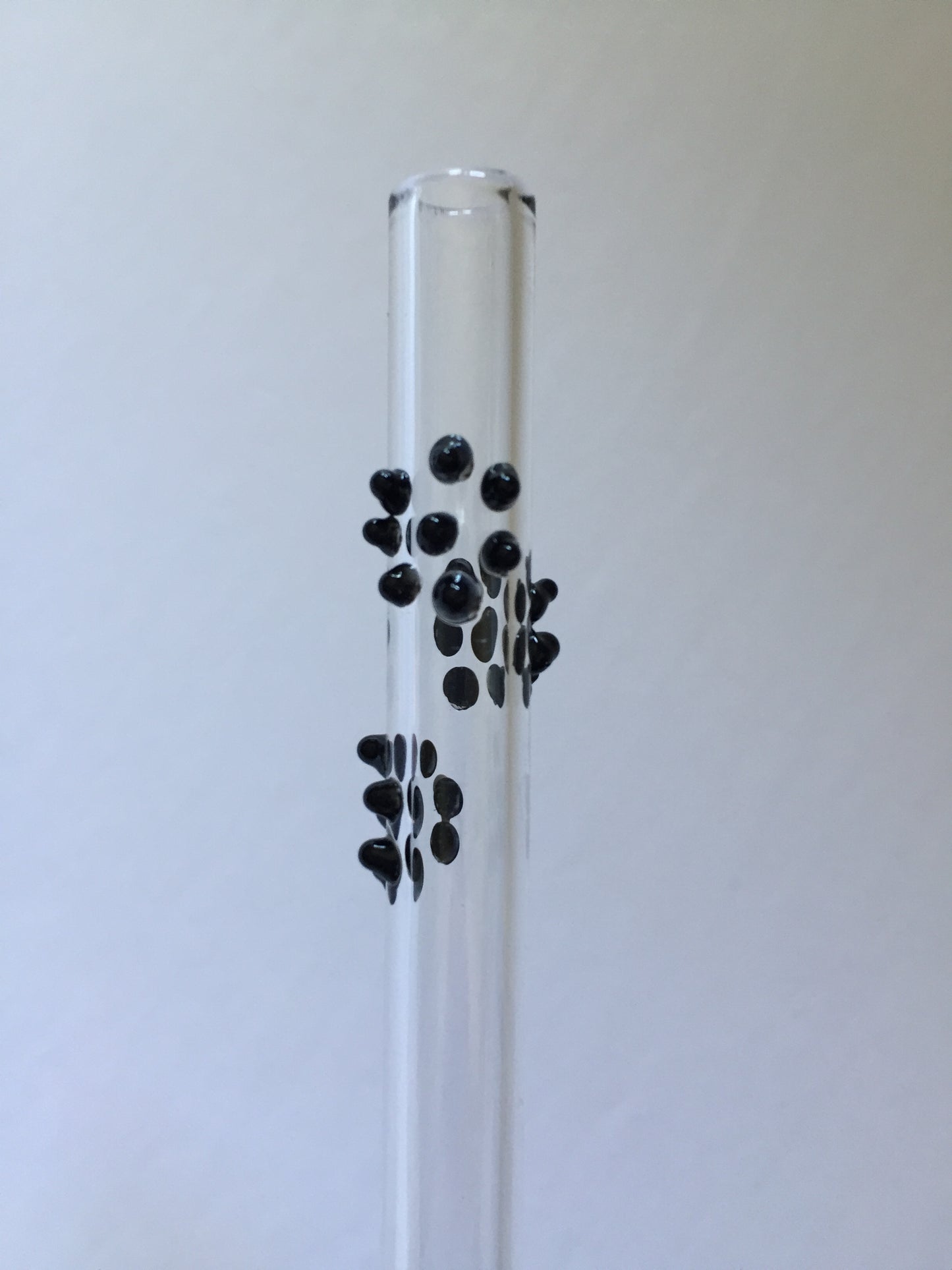 Blown Glass Straw - Transparent with Flowers