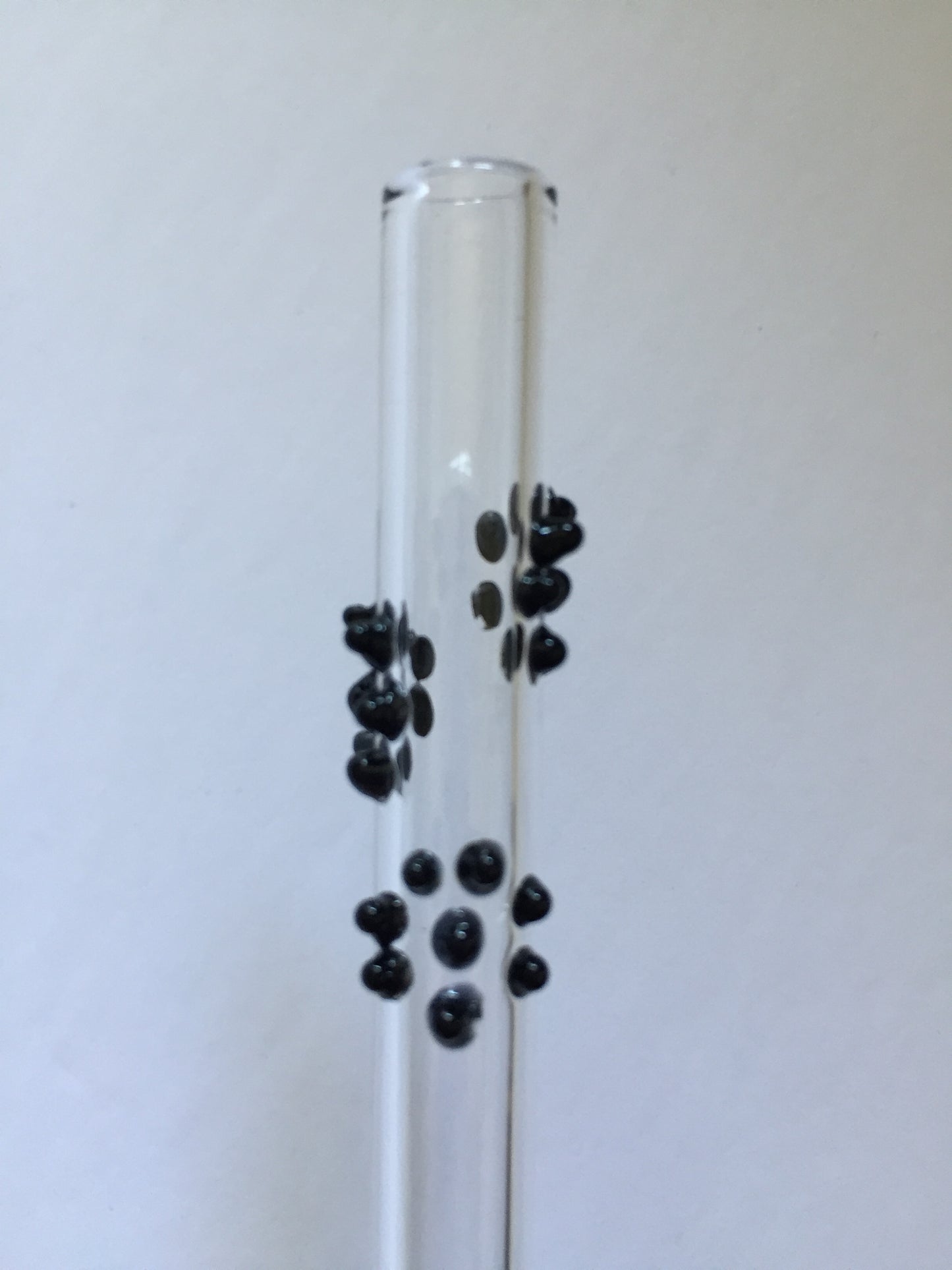 Blown Glass Straw - Transparent with Flowers