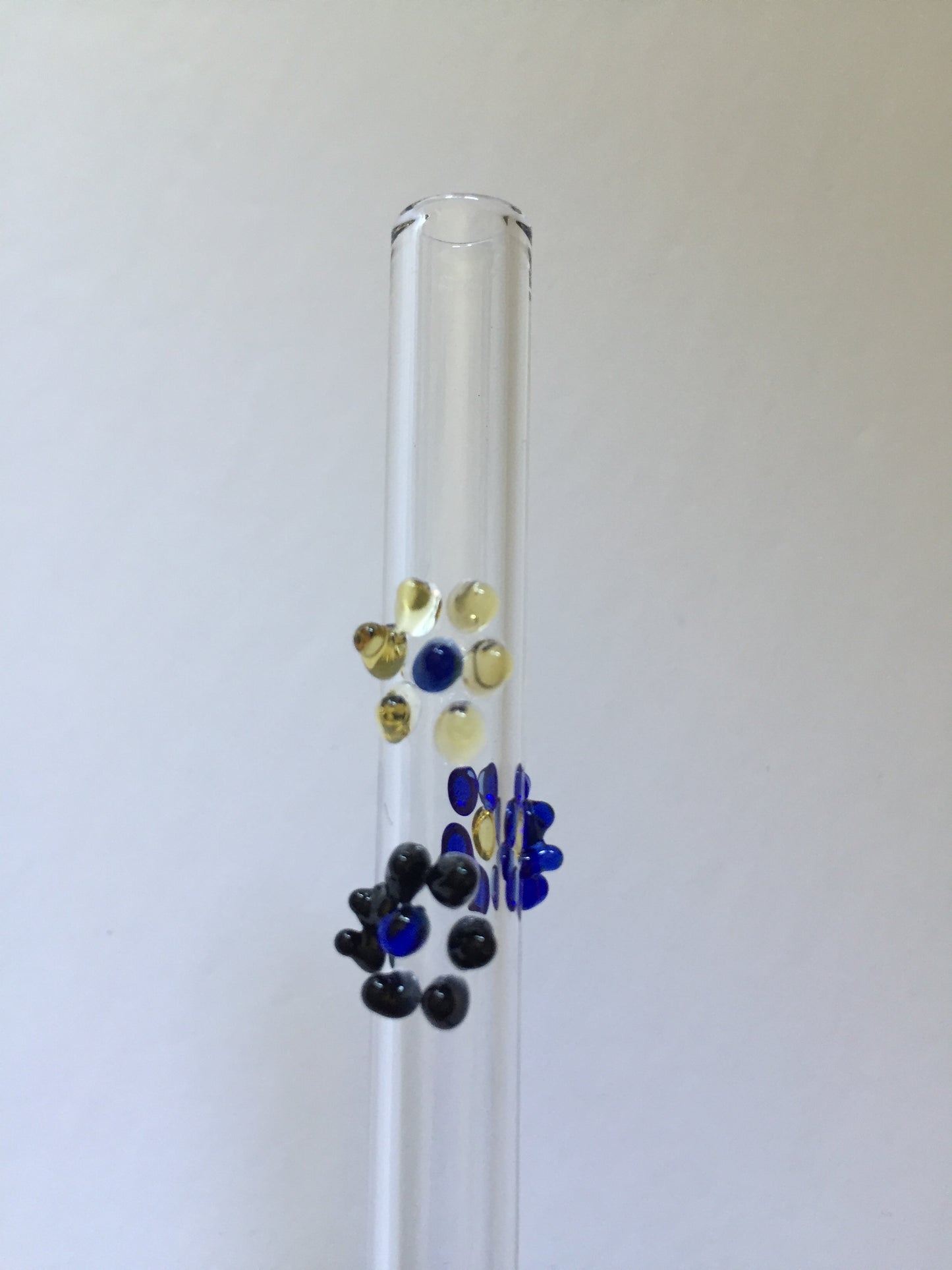 Blown Glass Straw - Transparent with Flowers