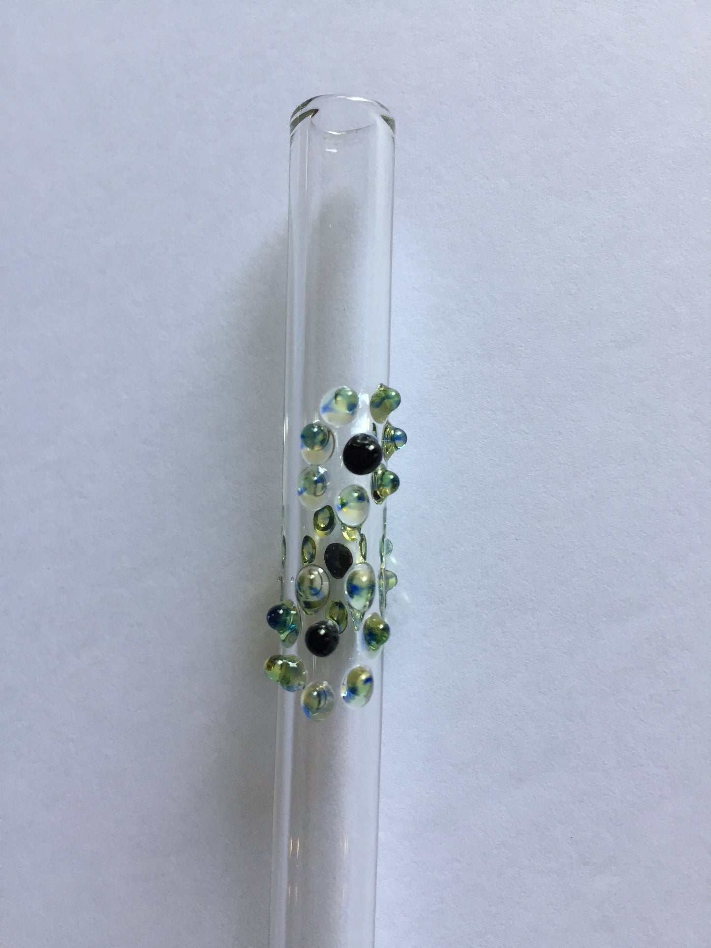 Blown Glass Straw - Transparent with Flowers