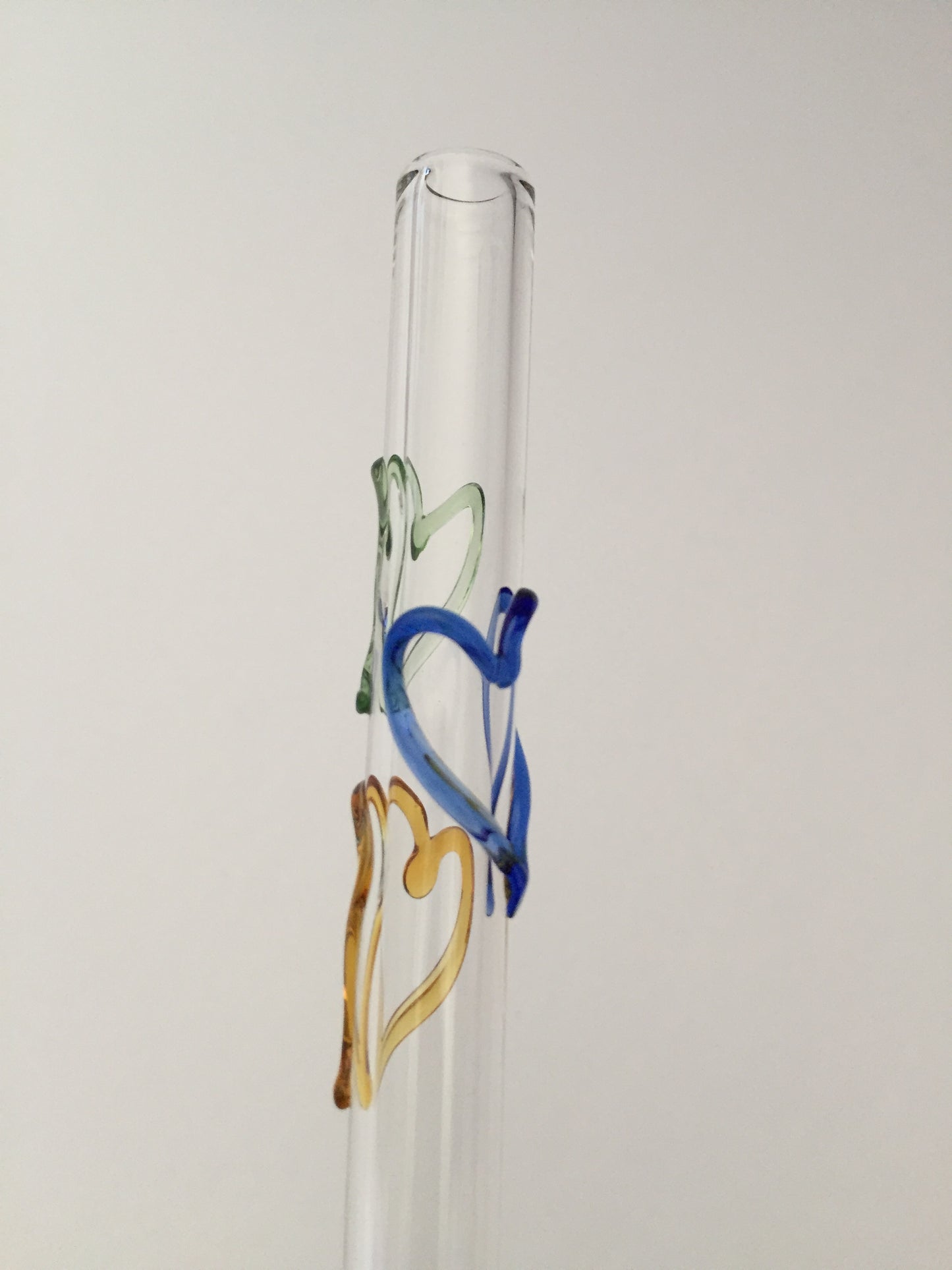 Blown Glass Straw - Transparent with Hearts