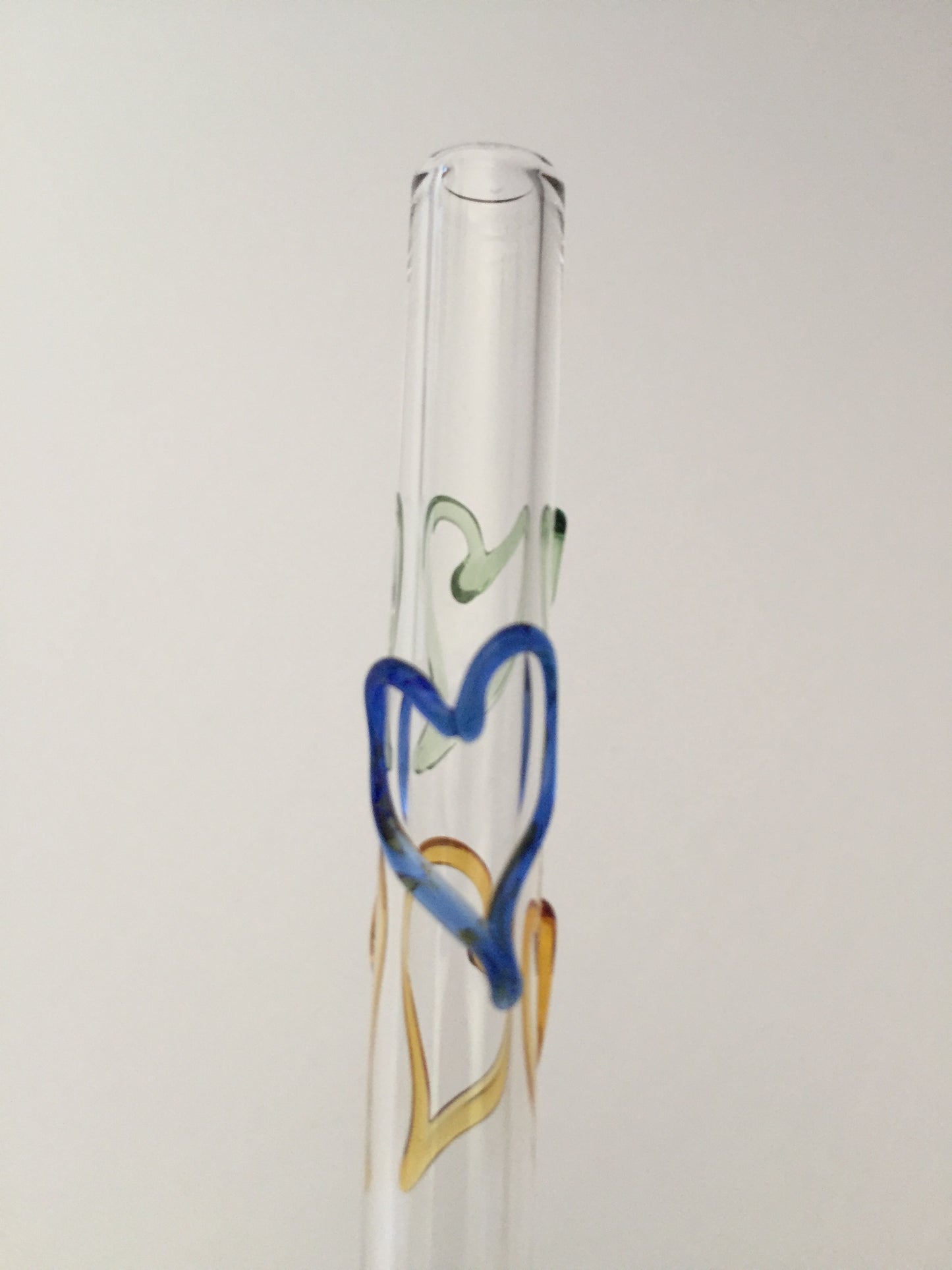 Blown Glass Straw - Transparent with Hearts