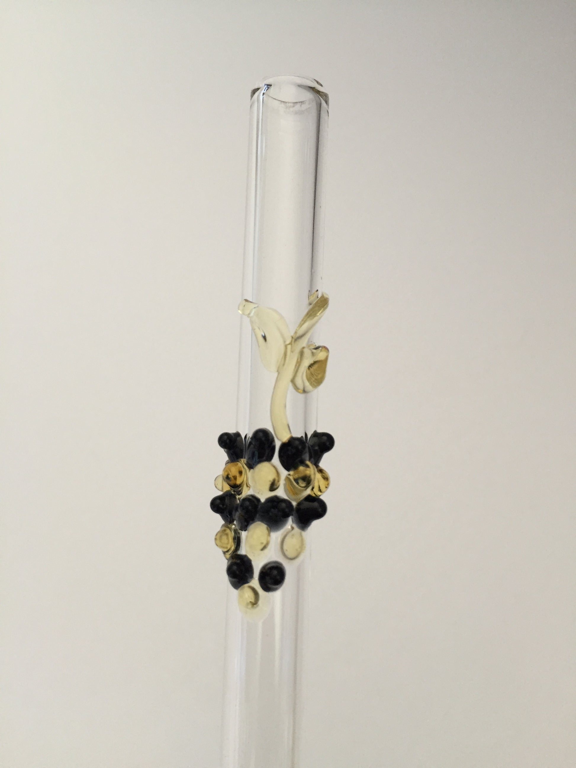 Blown Glass Straw - Transparent with Grapes