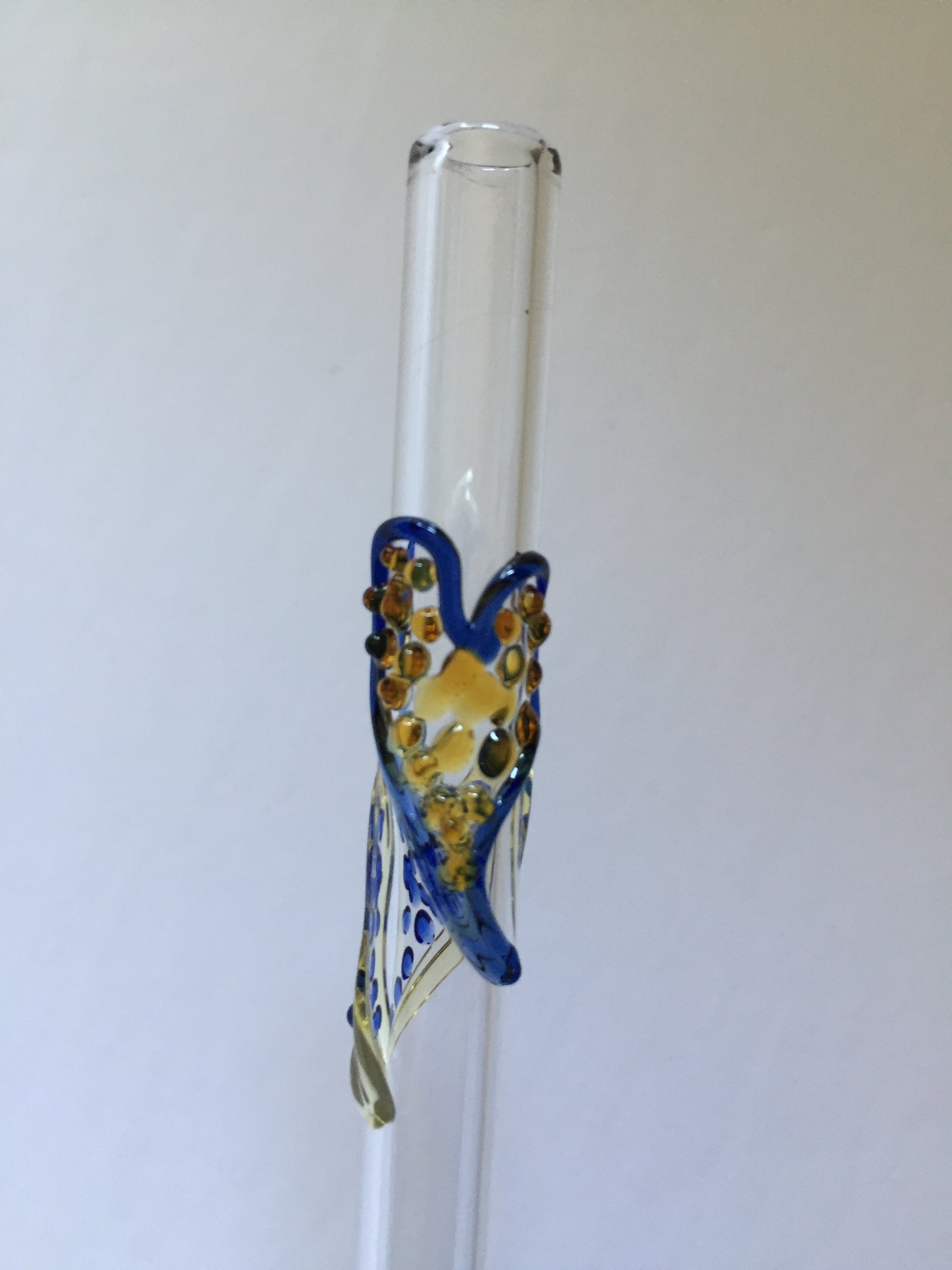 Blown Glass Straw - Transparent with Hearts