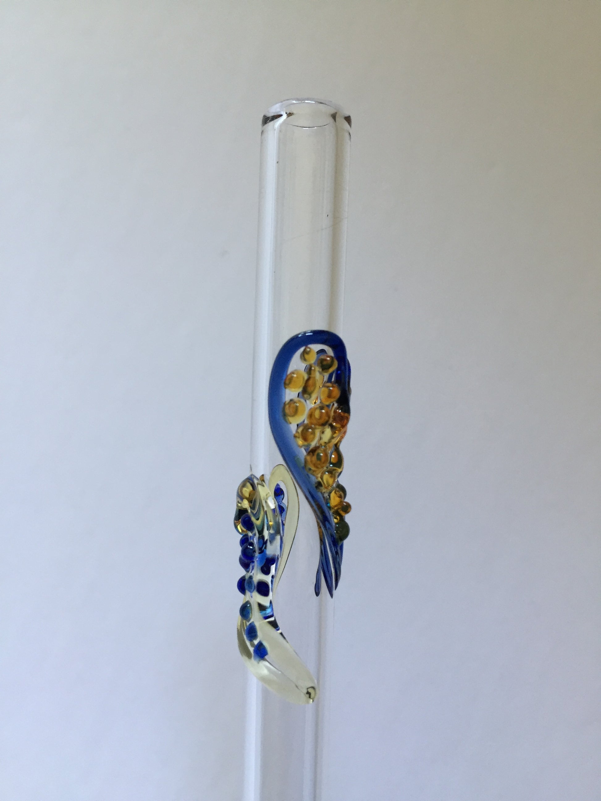 Blown Glass Straw - Transparent with Hearts