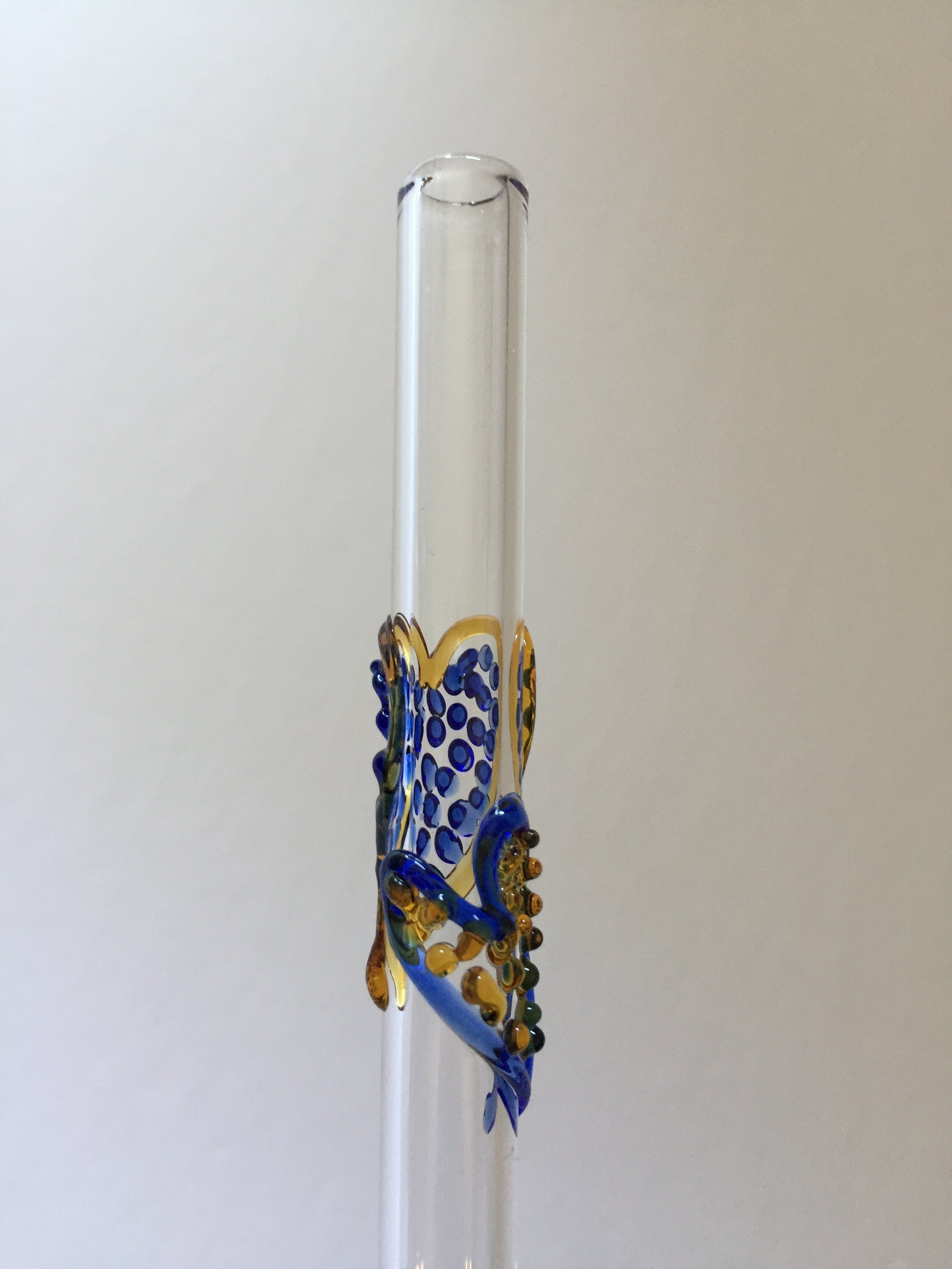 Blown Glass Straw - Transparent with Hearts