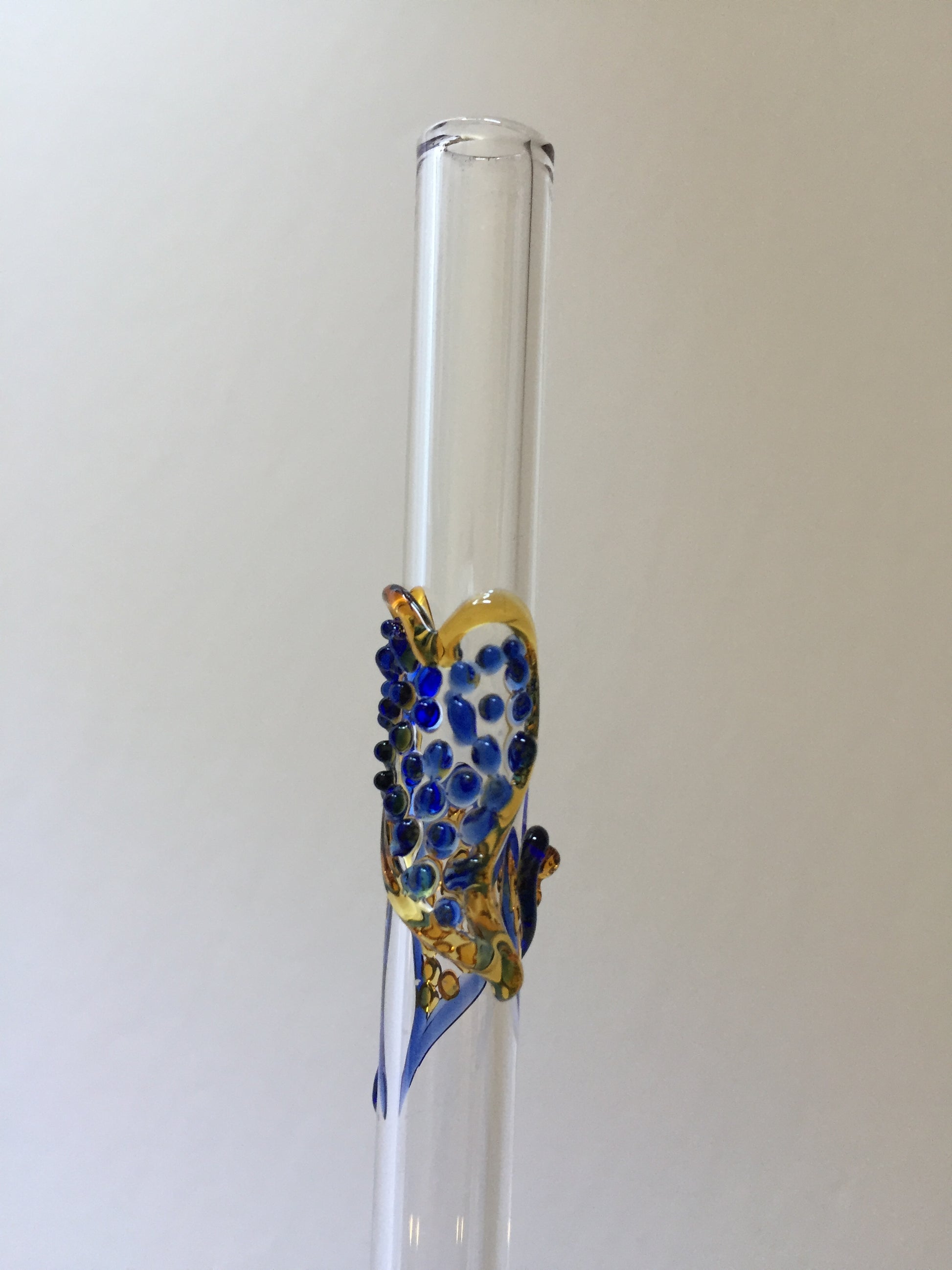 Blown Glass Straw - Transparent with Hearts