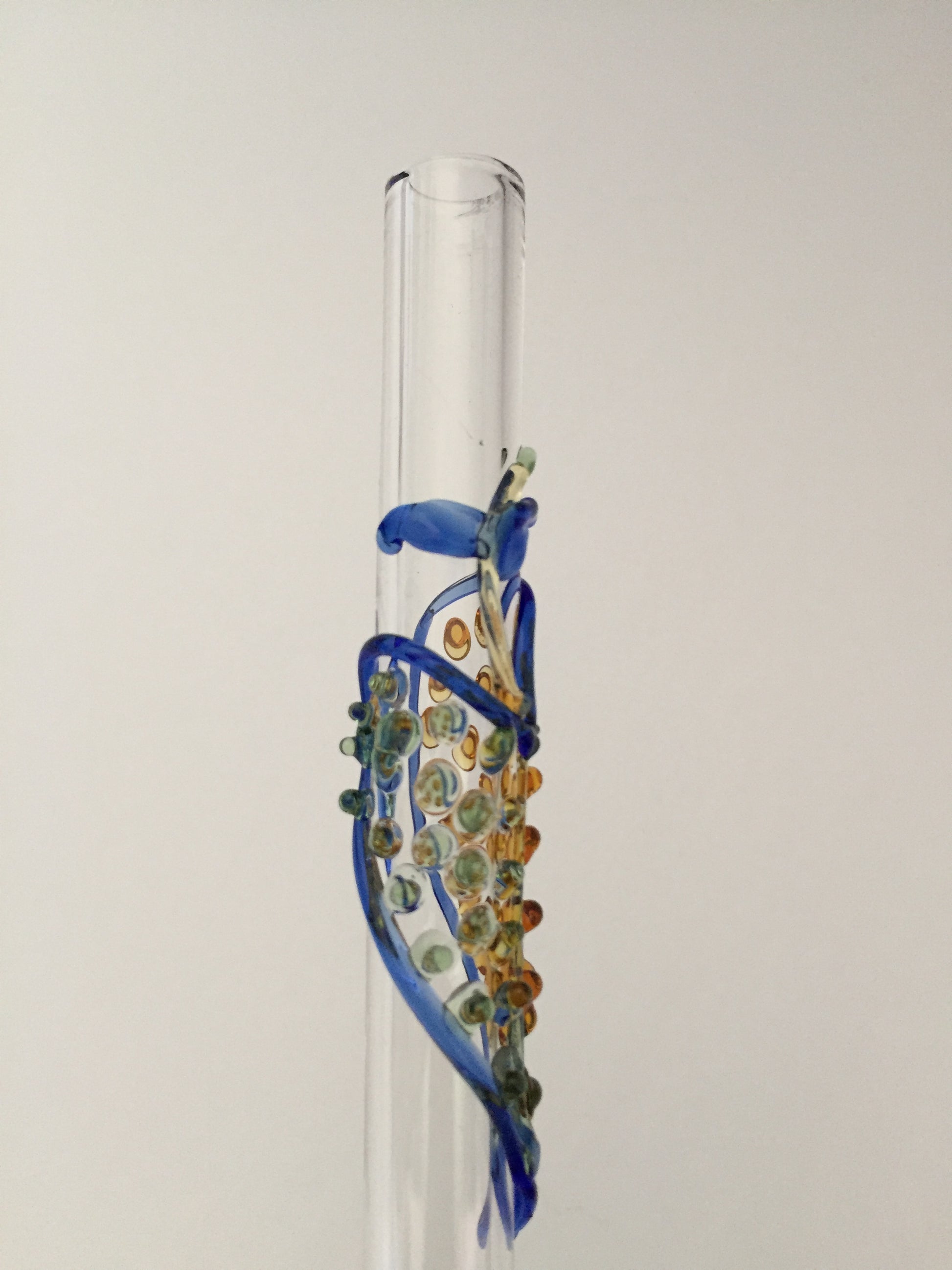 Blown Glass Straw - Transparent with Leaves