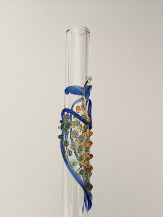 Blown Glass Straw - Transparent with Leaves