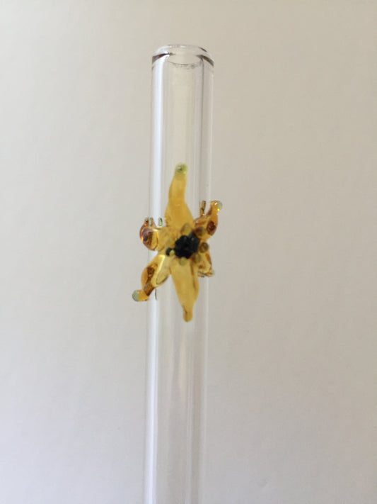 Blown Glass Straw - Transparent with Stars