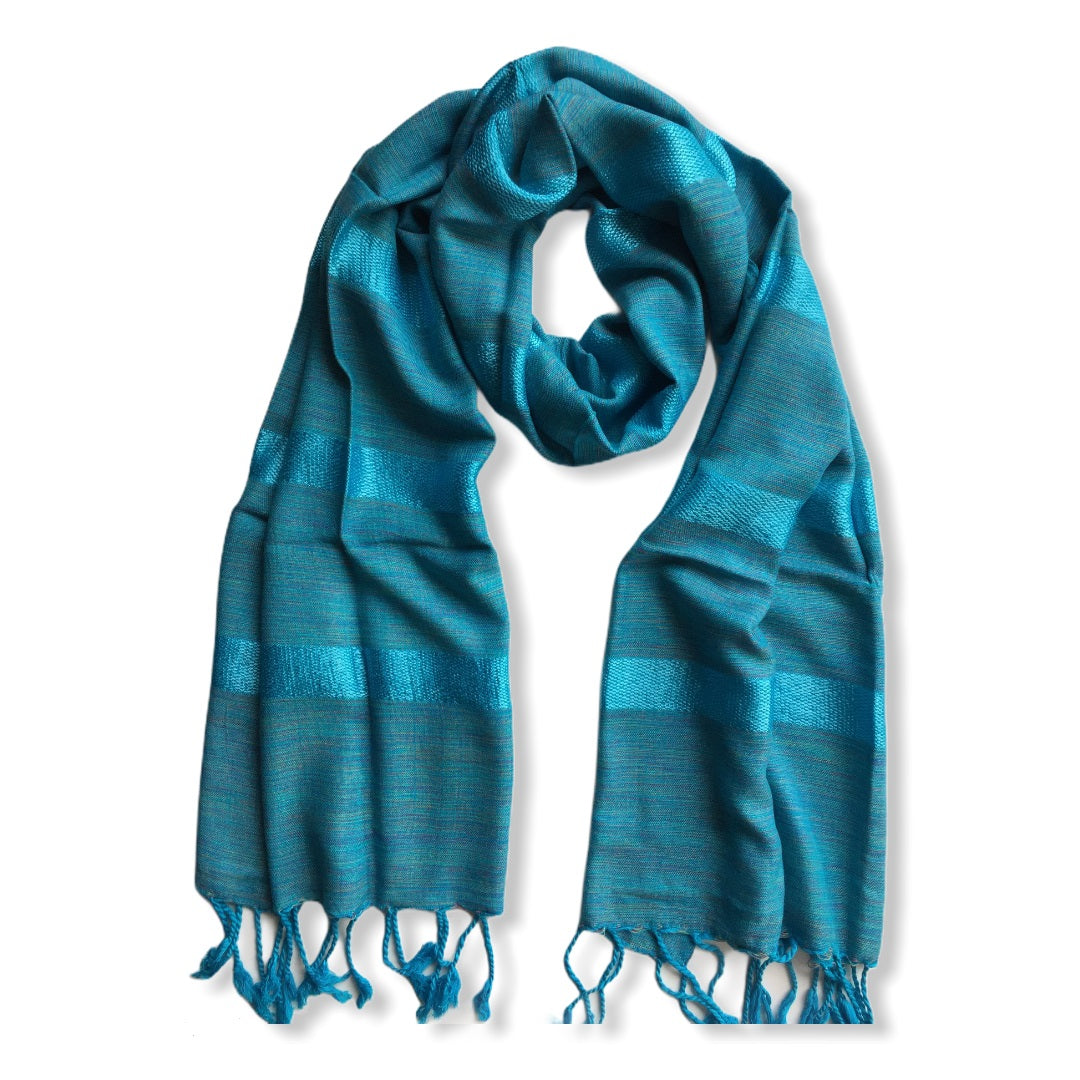 Helyat Handwoven Scarf - Variegated Turquoise