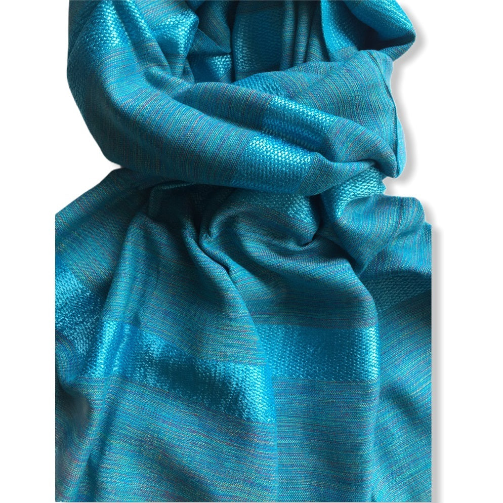 Helyat Handwoven Scarf - Variegated Turquoise