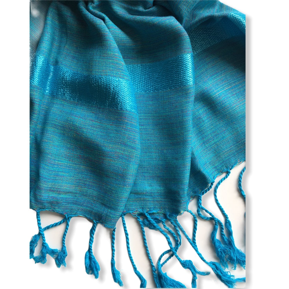 Helyat Handwoven Scarf - Variegated Turquoise