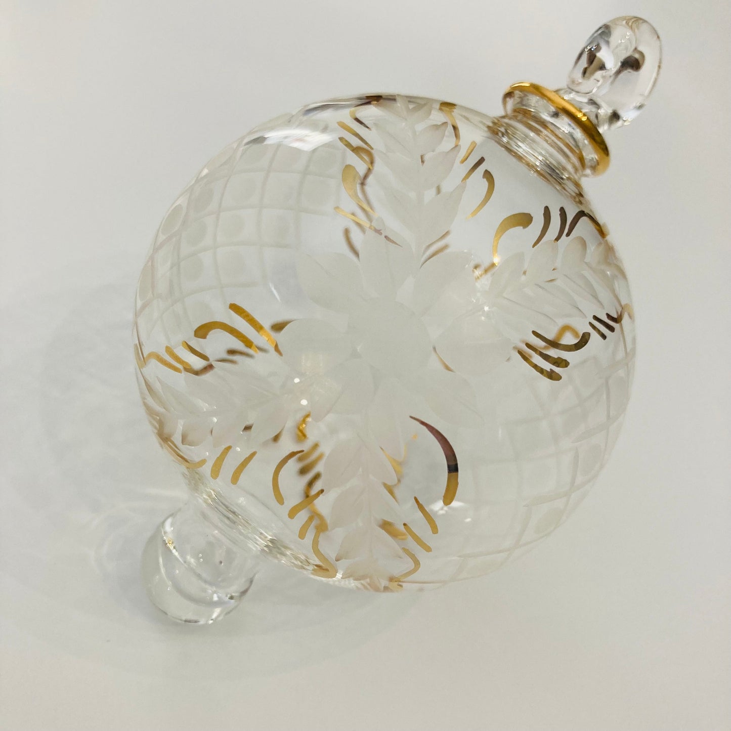 Blown Glass Ornament - Victorian Style Floral Gold