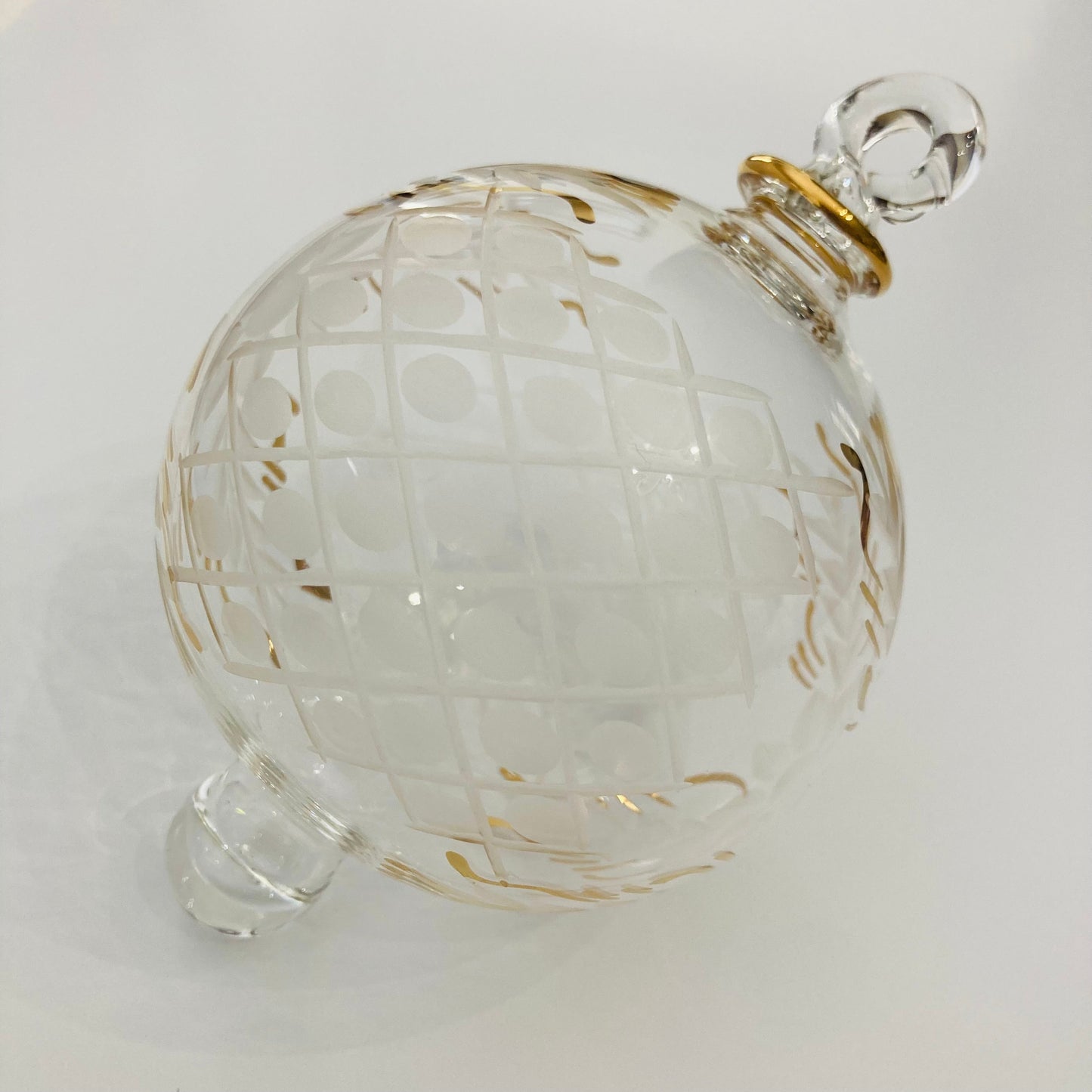 Blown Glass Ornament - Victorian Style Floral Gold