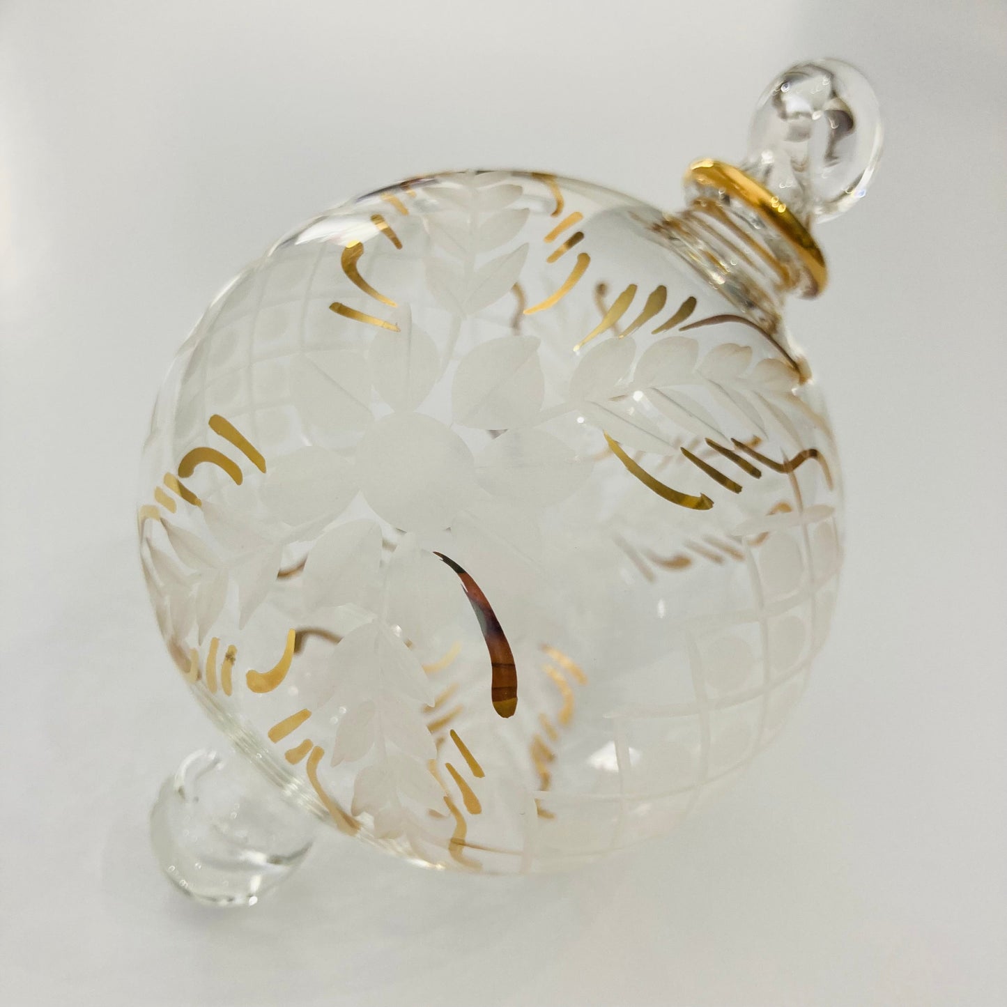 Blown Glass Ornament - Victorian Style Floral Gold