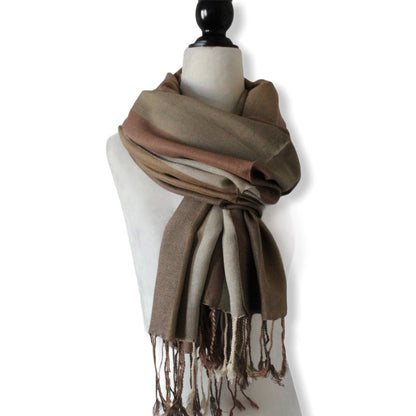 Wide Striped Handwoven Scarf