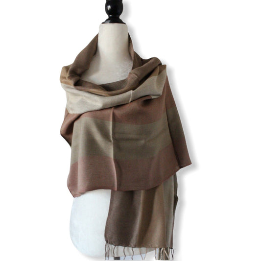 Wide Striped Handwoven Scarf