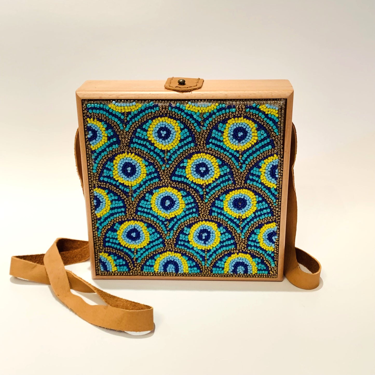 Wood Clutch with French Loom Beads