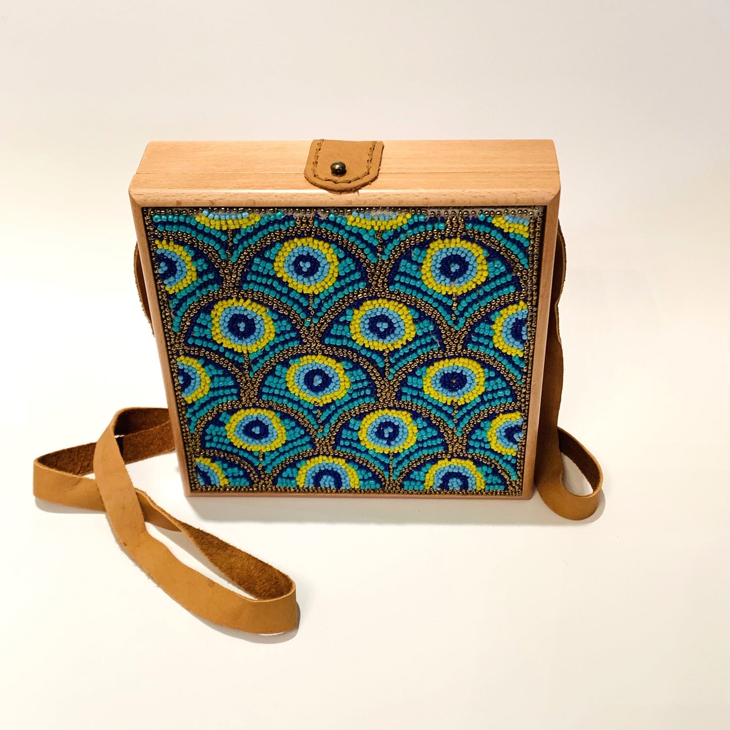 Wood Clutch with French Loom Beads