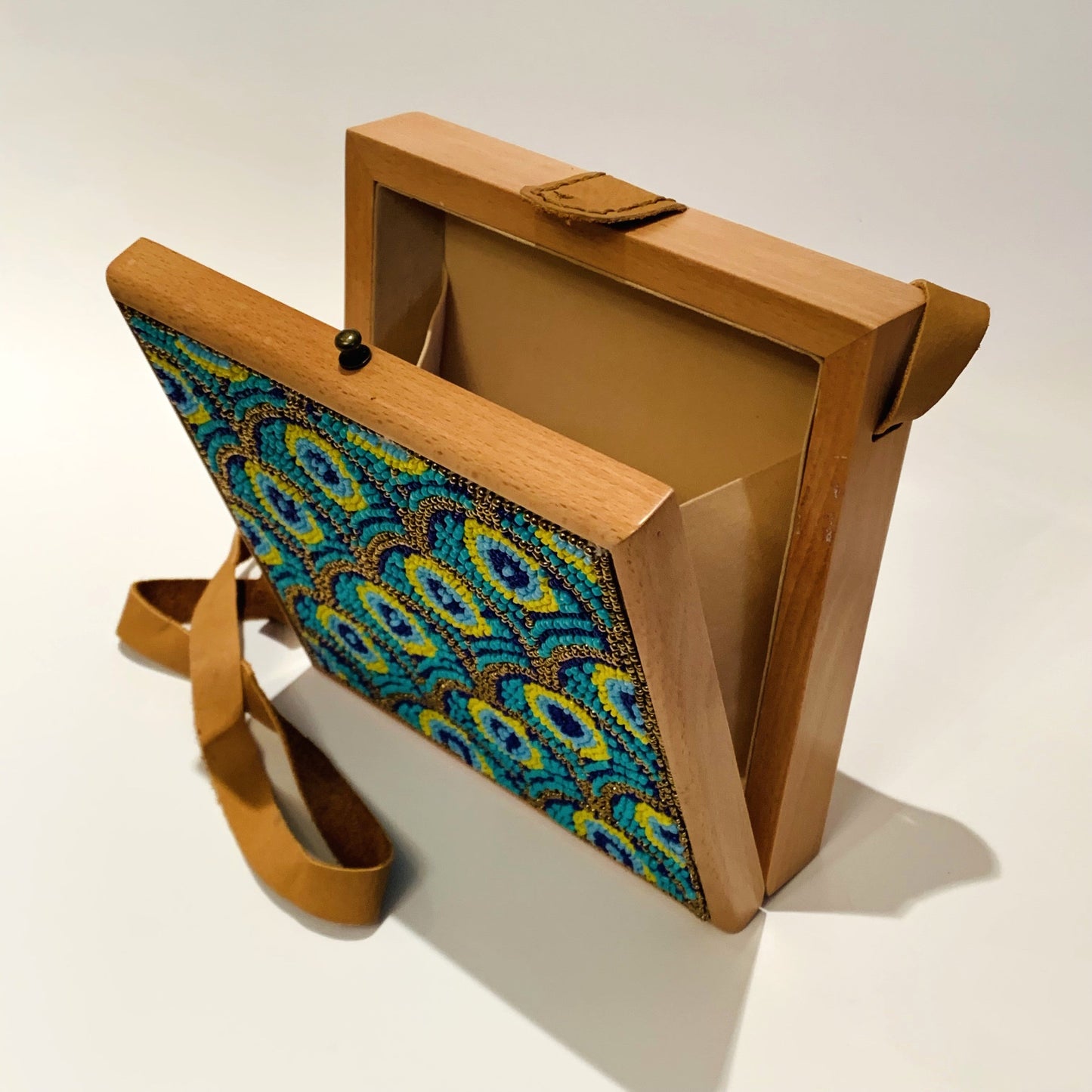 Wood Clutch with French Loom Beads