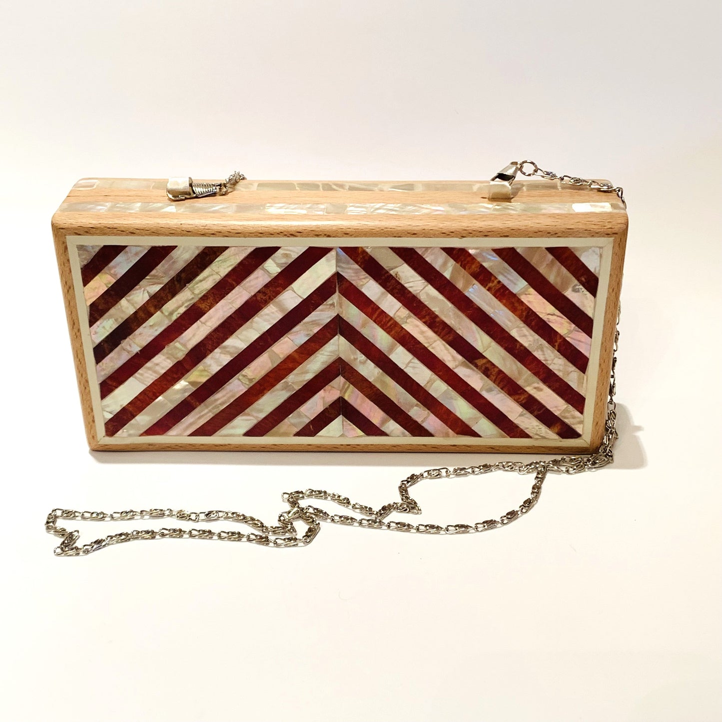 Wood Clutch with Mother of Pearl Enamel