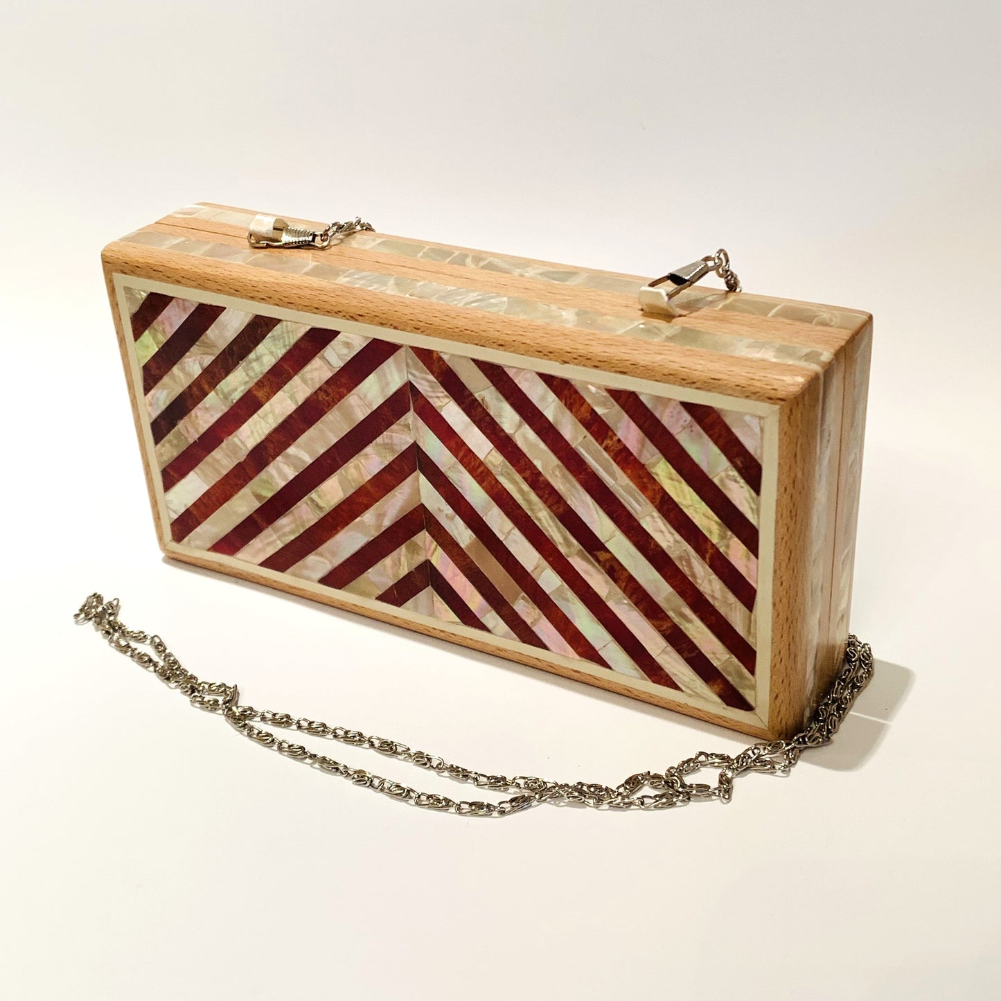 Wood Clutch with Mother of Pearl Enamel
