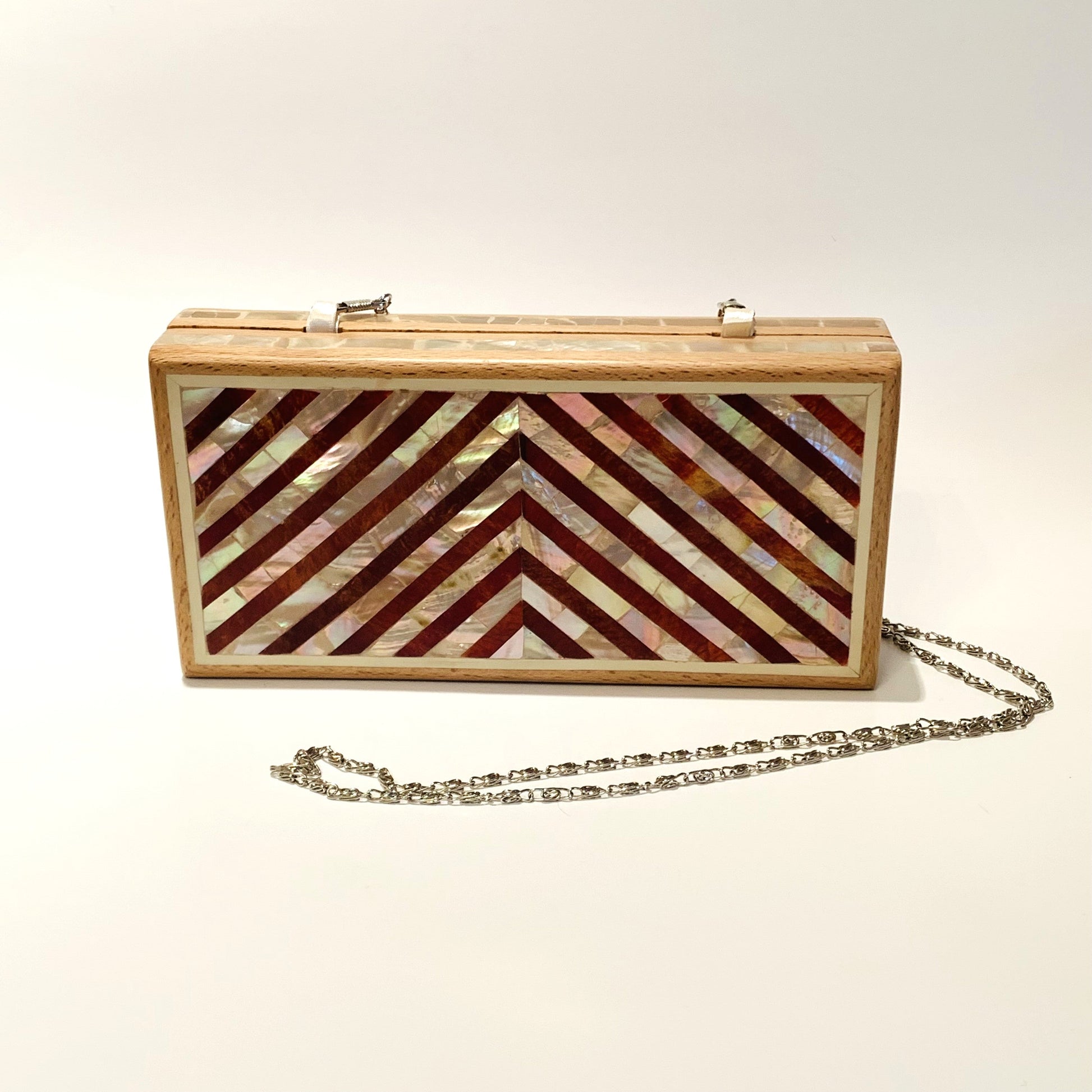 Wood Clutch with Mother of Pearl Enamel